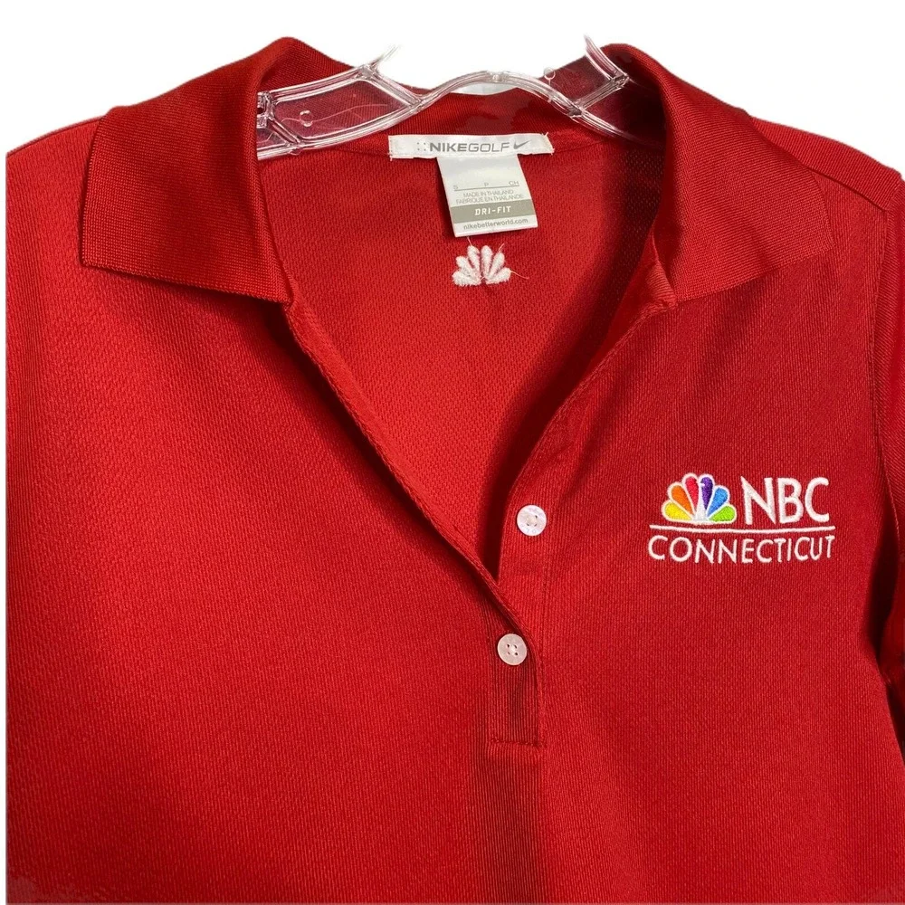 Nike Golf Women's Polo Shirt Dri-Fit Red Short Sleeve NBC Connecticut‎ Logo Sz S